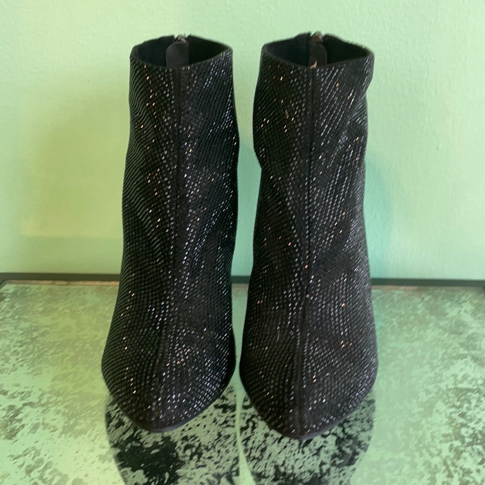 Nancy Li black rhinestone heel booties size 8.5